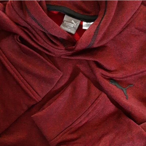 Puma Hoodie Sweatshirt Athleticwear Kids Fierce Red Heather - Picture 5 of 13